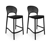SAMIRA Sgabello cucina in plastica, sgabello alto - Sunny (3pz, Nero)