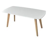 Tavolino da salotto mod. Pegaso con top bianco in mdf e piedi in legno