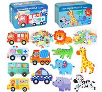 SAMISO 12 Pezzi Puzzle in Legno,Giochi Bambini 1 2 3 4 Anni,Puzzle Animali 3D con Cornice,Giochi Puzzle Legno Educativi Montessori Regalo di Compleanno per Ragazzo Ragazza