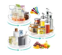 SAMISO Organizer Girevole,3 Pezzi Piatto Girevole,360° Portaspezie Girevole,Include 5 misurini,Vassoio Girevole Portaoggetti da Cucina per Credenza e Frigorifero,Cucina, Bagno,Portaspezie e Altro