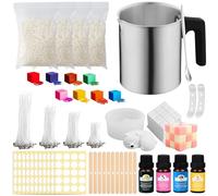 SAMISO Set di candele fai da te, kit per la produzione di candele, 8 colori delle candele, vaso da 1,2 l e stoppino per candele, 4 lunghezze