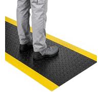 SAMKRAFT W2 - Tappetino anti-affaticamento da 12,7 mm, per postazione di lavoro industriale per tutto il giorno, tappetino ergonomico in schiuma per officina, produzione e cassa - nero/giallo - 91 x