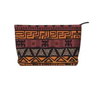 SamLng African Mud Cloth Tribal Velluto a Coste Trucco Borsa - Zip Cosmetici e Articoli da toeletta Organizzatore - Pratica Tasca per Trucco da Donna, Nero, Taglia Unica