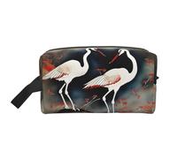 SamLng Beauty case da viaggio con due gru giapponesi che volano con pittura tradizionale, trousse per trucchi per uomini e donne, organizer portatile per uso quotidiano, bianco, taglia unica, bianco,