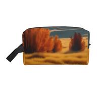 SamLng Beauty case da viaggio con stampa autunnale con erba dorata e paesaggio, trousse per cosmetici per uomini e donne, organizer portatile per uso quotidiano, bianco, taglia unica, bianco, Taglia