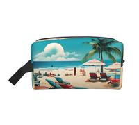 SamLng Beauty case da viaggio con stampa Beach Scenerys, trousse per cosmetici per uomini e donne, organizer portatile per uso quotidiano, bianco, taglia unica, bianco, Taglia unica