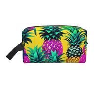 SamLng Beauty case da viaggio con stampa colorata di ananas, trousse per trucchi per uomini e donne, organizer portatile per uso quotidiano, bianco, taglia unica, bianco, Taglia unica