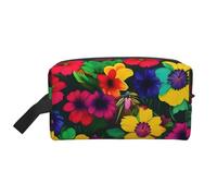 SamLng Beauty case da viaggio con stampa di fiori arcobaleno, trousse per trucchi per uomini e donne, organizer portatile per uso quotidiano, bianco, taglia unica, bianco, Taglia unica