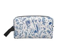 SamLng Beauty case da viaggio con stampa di fiori e foglie, trousse per trucchi per uomini e donne, organizer portatile per uso quotidiano, bianco, taglia unica, bianco, Taglia unica