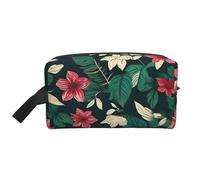 SamLng Beauty case da viaggio con stampa di foglie di fiore, trousse per trucchi per uomini e donne, organizer portatile per uso quotidiano, bianco, taglia unica, bianco, Taglia unica
