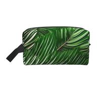 SamLng Beauty case da viaggio con stampa di foglie di palma verdi lussureggianti, trousse per trucchi per uomini e donne, organizer portatile per uso quotidiano, bianco, taglia unica, bianco, Taglia