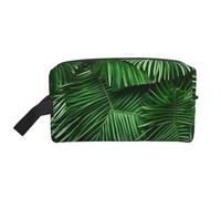 SamLng Beauty case da viaggio con stampa di foglie di palma verdi, trousse per trucchi per uomini e donne, organizer portatile per uso quotidiano, bianco, taglia unica, bianco, Taglia unica