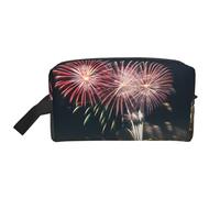 SamLng Beauty case da viaggio con stampa di fuochi d'artificio, trousse per trucchi per uomini e donne, organizer portatile per uso quotidiano, bianco, taglia unica, bianco, Taglia unica
