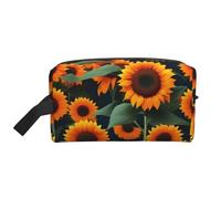 SamLng Beauty case da viaggio con stampa di girasoli arancioni, trousse per trucchi per uomini e donne, organizer portatile per uso quotidiano, bianco, taglia unica, bianco, Taglia unica