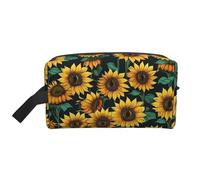 SamLng Beauty case da viaggio con stampa di girasoli, trousse per trucchi per uomini e donne, organizer portatile per uso quotidiano, bianco, taglia unica, bianco, Taglia unica