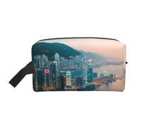 SamLng Beauty case da viaggio con stampa di Hong Kong, trousse per cosmetici per uomini e donne, organizer portatile per uso quotidiano, bianco, taglia unica, bianco, Taglia unica