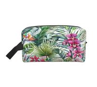 SamLng Beauty case da viaggio con stampa di piante tropicali, trousse per trucchi per uomini e donne, organizer portatile per uso quotidiano, bianco, taglia unica, bianco, Taglia unica
