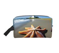 SamLng Beauty case da viaggio con stampa di Starfish Lighthouse Beach - Trousse per trucchi per uomini e donne, organizer portatile per uso quotidiano, bianco, taglia unica, bianco, Taglia unica