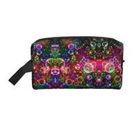 SamLng Beauty case da viaggio con stampa di stelle arcobaleno colorate, trousse per trucchi per uomini e donne, organizer portatile per uso quotidiano, bianco, taglia unica, bianco, Taglia unica