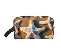 SamLng Beauty case da viaggio con stampa di stelle marine, trousse per trucchi per uomini e donne, organizer portatile per uso quotidiano, bianco, taglia unica, bianco, Taglia unica