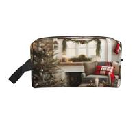 SamLng Beauty case da viaggio con stampa natalizia, trousse per trucchi per uomini e donne, organizer portatile per uso quotidiano, bianco, taglia unica, bianco, Taglia unica