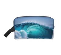 SamLng Beauty case da viaggio con stampa Ocean Wave, trousse per trucchi per uomini e donne, organizer portatile per uso quotidiano, bianco, taglia unica, bianco, Taglia unica