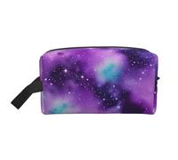 SamLng Beauty case da viaggio con stampa viola con galassia magica, astuccio per trucchi per uomini e donne, organizer portatile per uso quotidiano, bianco, taglia unica, bianco, Taglia unica