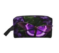 SamLng Beauty case da viaggio grande - Bella farfalla viola con stampa completa, organizer portatile per articoli da toeletta, borsa multiuso per trucco, bianco, Taglia unica