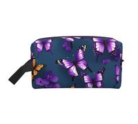 SamLng Beauty case da viaggio grande - Bella farfalla viola piena stampa design, organizer portatile per articoli da toeletta, borsa multiuso per trucco, bianco, Taglia unica