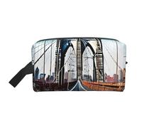 SamLng Beauty case da viaggio grande - Brooklyn Bridge Full-Print Design, organizer portatile per articoli da toeletta, astuccio multiuso per trucco, bianco, taglia unica, colore bianco, taglia unica