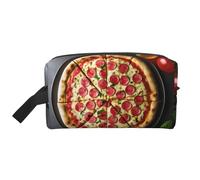 SamLng Beauty case da viaggio grande con stampa pizza, trousse per trucchi per uomini e donne, organizer portatile per uso quotidiano, bianco, taglia unica, bianco, Taglia unica