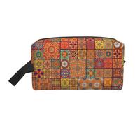 SamLng Beauty case da viaggio grande - Gruppo di design geometrico marocchino con stampa completa, organizer portatile per articoli da toeletta, borsa multiuso per trucco, bianco, Taglia unica