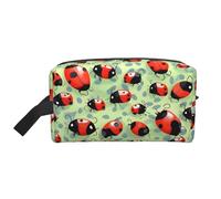 SamLng Beauty case da viaggio grande, motivo: coccinelle con stampa di cartoni animati, organizer portatile per articoli da toeletta multiuso, colore bianco, taglia unica, Bianco, One Size