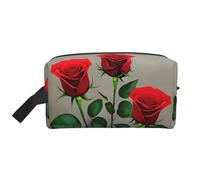 SamLng Beauty case da viaggio grande - Rose rosse fiori 1 design full-print organizer portatile per articoli da toeletta borsa multiuso per trucco, bianco, Taglia unica