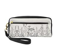 SamLng Beauty case riutilizzabile - Beauty case in pelle con stampa botanica con erbe floreali e stampa botanica piccola borsa per il trucco da viaggio, organizer per articoli da toeletta con cerniera