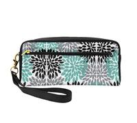 SamLng Beauty case riutilizzabile - Beauty case in pelle con stampa floreale dalia, piccola borsa per il trucco da viaggio, organizer per articoli da toeletta con cerniera, nero, Taglia unica