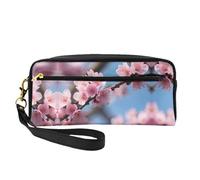 SamLng Beauty case riutilizzabile - Bella stampa fiori di ciliegio piccola borsa per il trucco da viaggio, organizer per articoli da toeletta con cerniera, nero, Taglia unica