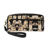 SamLng Beauty case riutilizzabile - Borsa da viaggio in pelle con stampa cane pastore tedesco, piccola borsa per il trucco da viaggio, organizer per articoli da toeletta con cerniera, nero, Taglia