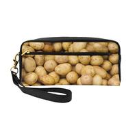 SamLng Beauty case riutilizzabile - Borsa da viaggio in pelle con stampa di patate da giardino, organizer per articoli da toeletta con cerniera, nero, Taglia unica