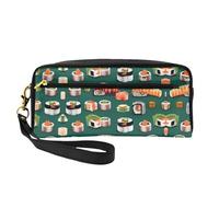 SamLng Beauty case riutilizzabile - Borsa per il trucco con motivo di sushi e cibo, piccola borsa per il trucco da viaggio, organizer per articoli da toeletta con cerniera, nero, Taglia unica