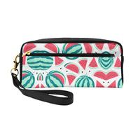 SamLng Beauty case riutilizzabile - Borsa per il trucco con stampa di anguria e frutta, piccola borsa per il trucco da viaggio, organizer per articoli da toeletta con cerniera, nero, Taglia unica