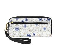 SamLng Beauty case riutilizzabile - Borsa per il trucco con stampa di fiori e fiordalisi margherite piccola borsa per il trucco da viaggio, organizer per articoli da toeletta con cerniera, nero