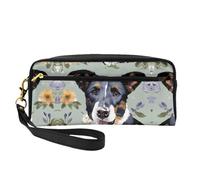 SamLng Beauty case riutilizzabile - Borsa per il trucco con stampa floreale cane piccola borsa per il trucco da viaggio, organizer per articoli da toeletta con cerniera, nero, Taglia unica
