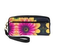 SamLng Beauty case riutilizzabile - Borsa per il trucco in pelle con stampa floreale retrò piccola borsa per il trucco da viaggio, organizer per articoli da toeletta con cerniera, nero, Taglia unica