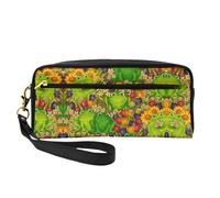 SamLng Beauty case riutilizzabile - Borsa per il trucco in pelle con stampa rana piccola borsa per il trucco da viaggio, organizer per articoli da toeletta con cerniera, nero, Taglia unica