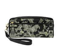 SamLng Beauty case riutilizzabile - Borsa per il trucco in pelle stampata con simbolo del dollaro per viaggi, organizer per articoli da toeletta con cerniera, nero, Taglia unica