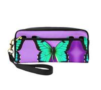 SamLng Beauty case riutilizzabile - borsa per il trucco viola con stampa farfalla in pelle piccola borsa per il trucco per viaggi, organizer da toilette con cerniera, nero, Taglia unica