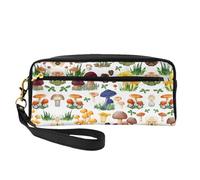 SamLng Beauty case riutilizzabile - Borsa per trucchi in pelle con stampa di funghi giapponesi, piccola borsa per il trucco da viaggio, organizer per articoli da toeletta con cerniera, nero, Taglia