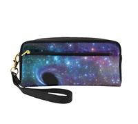 SamLng Beauty case riutilizzabile - Borsa per trucchi in pelle con stampa galassia piccola per viaggi, organizer per articoli da toeletta con cerniera, nero, Taglia unica