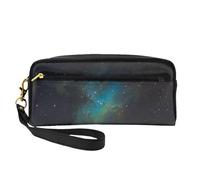 SamLng Beauty case riutilizzabile - Borsa per trucchi in pelle con stampa verde galassia piccola per viaggi, organizer per articoli da toeletta con cerniera, nero, Taglia unica